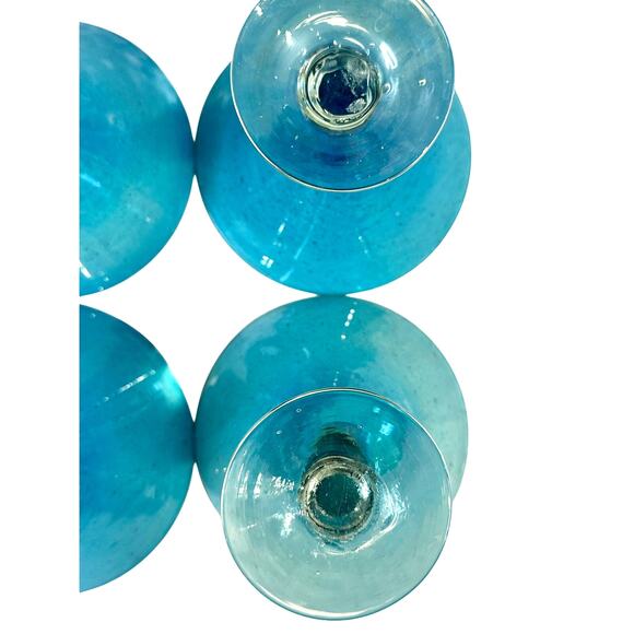Crate and Barrel Calypso Aqua Handblown Seeded Martini Dessert Glasses-Set of 4 - Picture 9 of 9